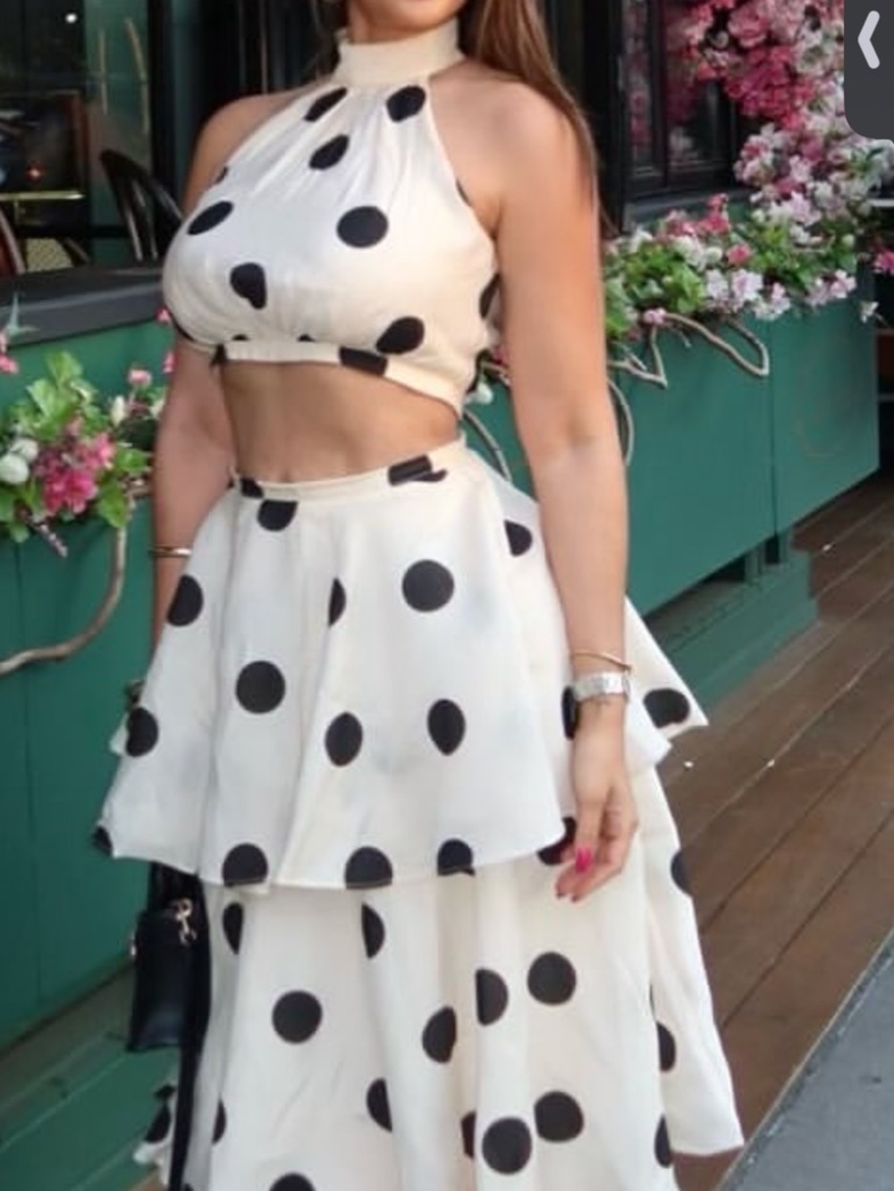 Tiered Polka Dot Maxi Skirt - White with Black Dots